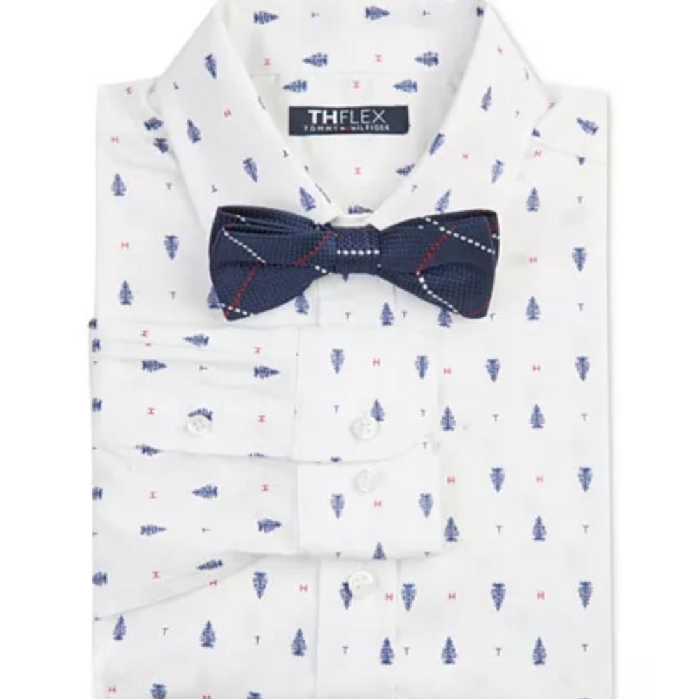 SALE! TOMMY HILFIGER BOYS 2 PIECE DRESS SHIRT & BOW SET.